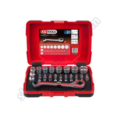 Outils  - KST918.3050 - Coffret de douilles traversantes de 5 à 14mm et embouts de vissage 1/4, 32pcs