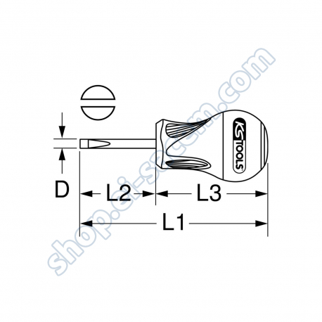 Outils  - KST922.6034 - Tournevis ULTIMATE® tom pouce Fente, 4 mm - L.35 mm